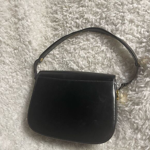 Comtesse vintage leather black adjustable one strap Satchel gold tone hardwares - Picture 3 of 10